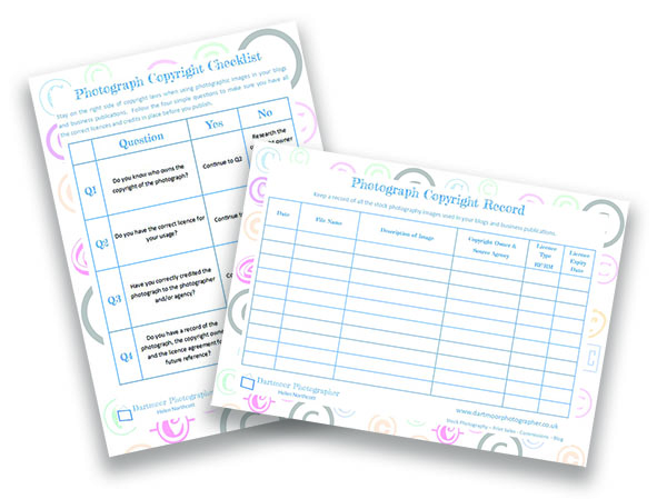 Dartmoor Photographer - Copyright Checklist and Record